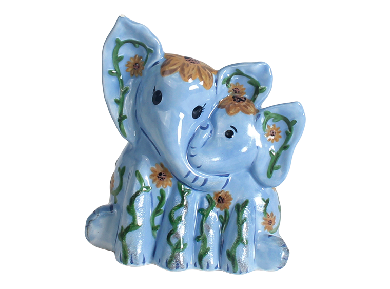 Bisque Mama And Baby Elephant (Case of 4)