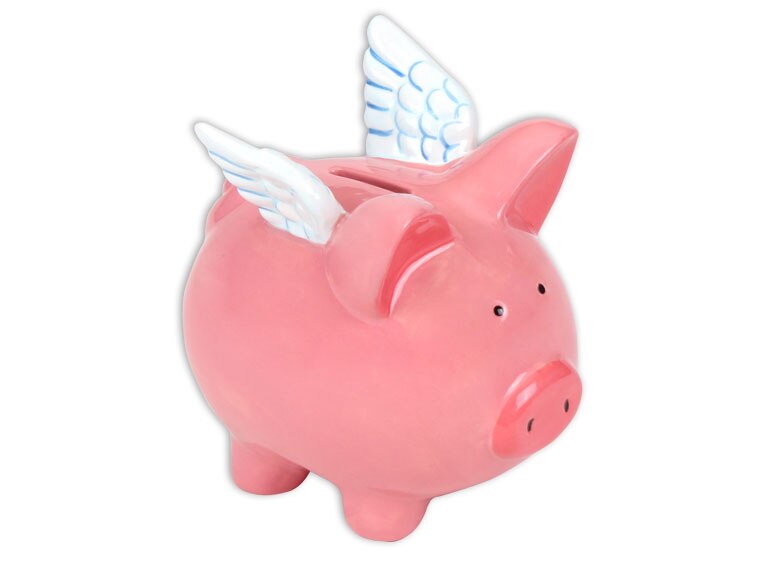 Bisque Flying Pig Bank (Case of 4)