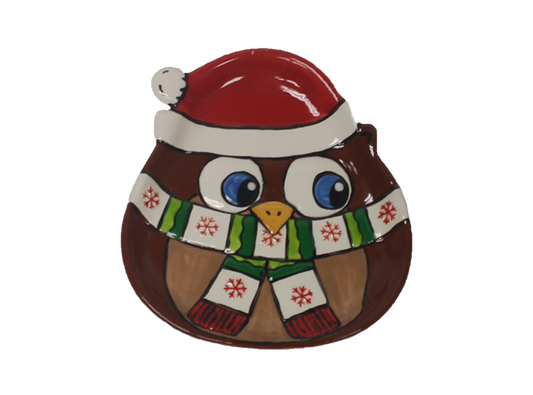 Bisque Santa Owl Dish (Case of 12)