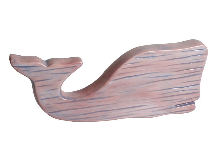 Bisque Woodgrain Whale Plaque (Case of 6)