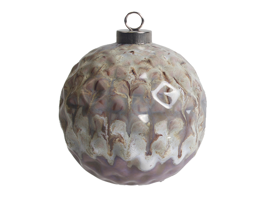 Bisque Faceted Silver Cap Ball Ornament (Case of 8)