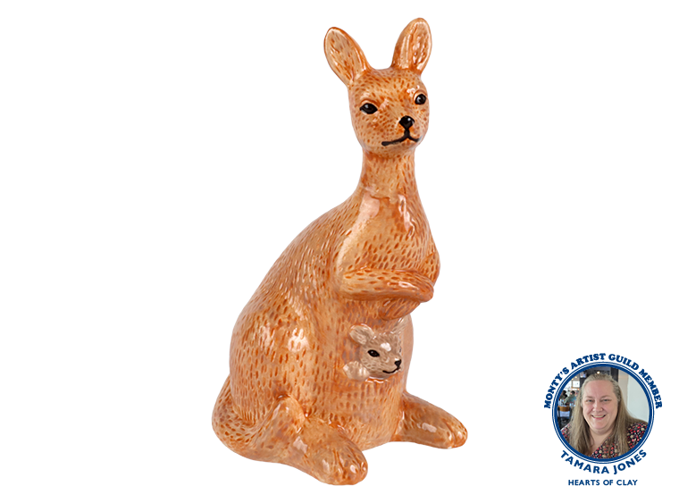 Bisque Mama And Baby Kangaroo (Case of 6)