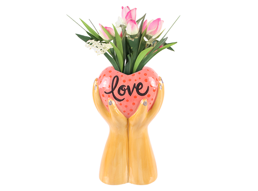 Bisque Heart In My Hands Vase (Case of 4)