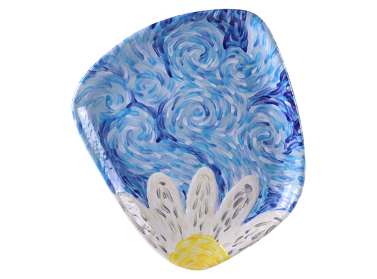 Bisque Funky Blooms Plate (Case of 6)