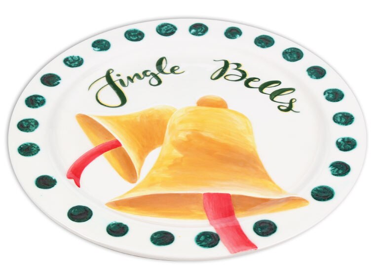 Bisque Rim Christmas Bells Plate (Case of 4)