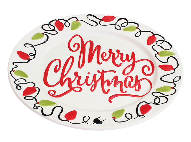 Bisque Christmas Lights Platter (Case of 4)