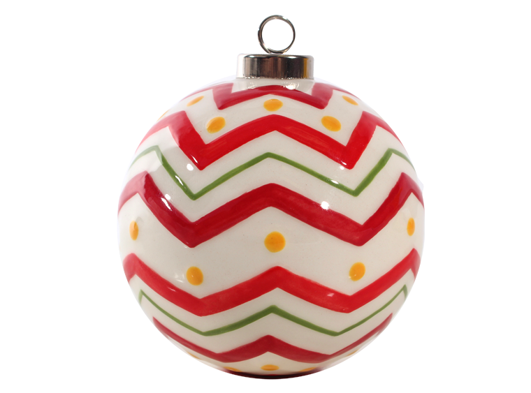 Bisque Chevron Ball Ornament (Case of 8)