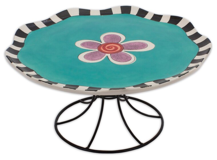 Bisque Curvy Cake Plate With Stand (Case of 4)