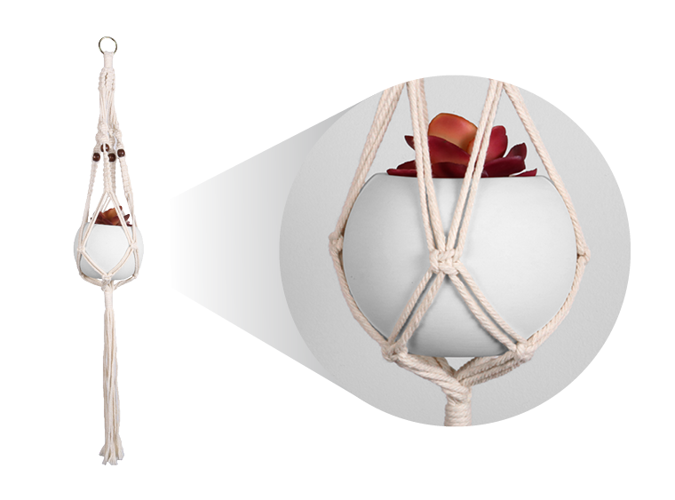 Bisque Smooth Macrame Hanging Planter (Case of 4)
