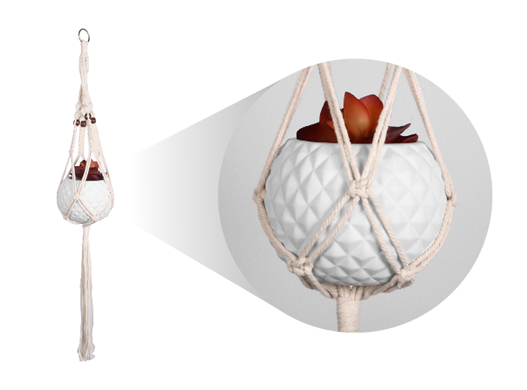 Bisque Pinnacle Macrame Hanging Planter (Case of 4)