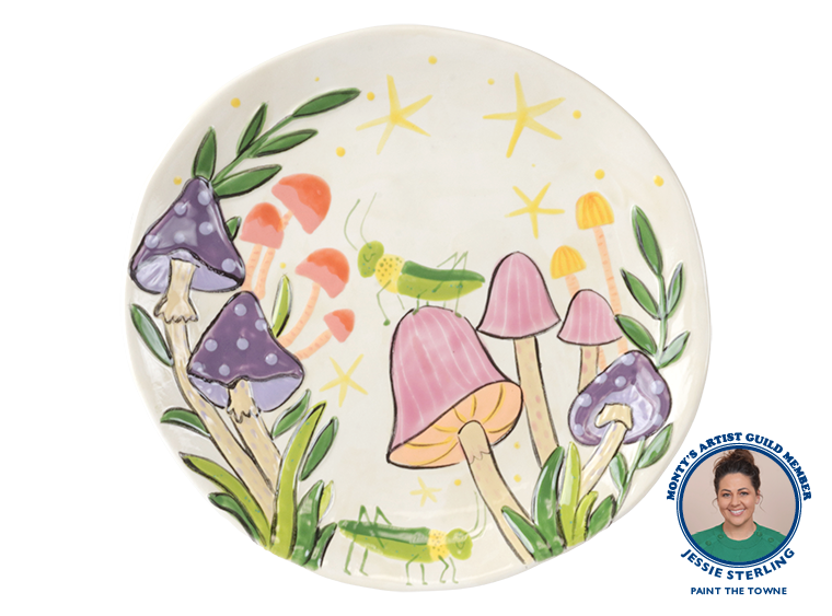 Bisque Mushroom Forest Plate (Case of 4)