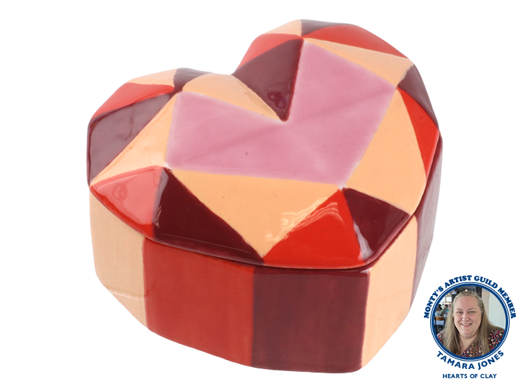 Bisque Faceted Heart Box (Case of 4)