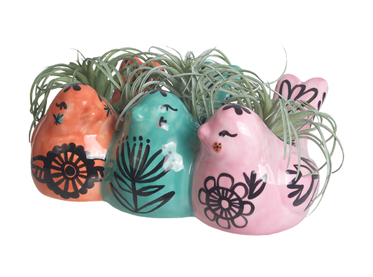 Bisque Three Little Finches Planter (Case of 3)