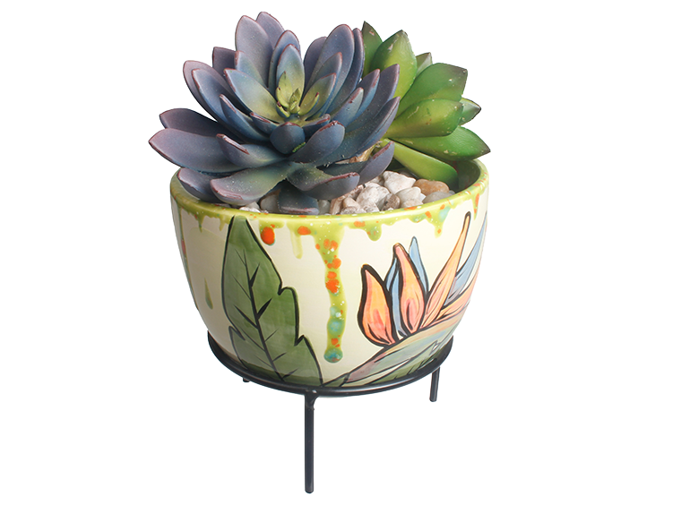 Bisque Lg Oval Planter W/ Stand (Case of 2)