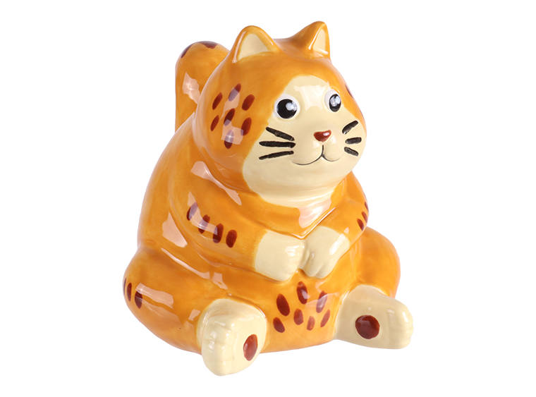 Bisque Plump Cat Figurine (Case of 6)
