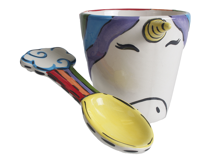 Bisque Unicorn Ice Cream Bowl / Spoon (Case of 4)