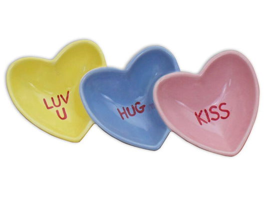 Bisque Three Heart Dish (Case of 4)