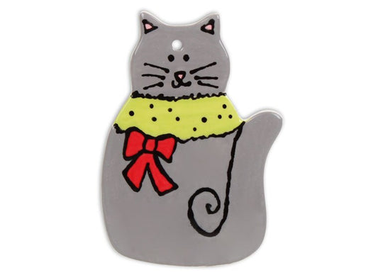 Bisque Hand Detailed Pretty Kitty Party Ornament (Case of 12)