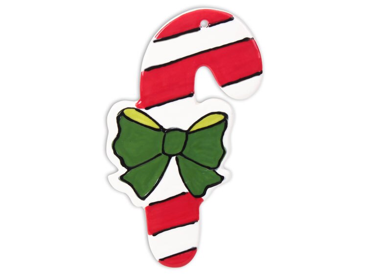 Bisque Hand Detailed Candy Cane Party Ornament (Case of 12)
