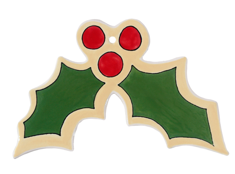 Bisque Hand Detailed Holly Party Ornament (Case of 12)