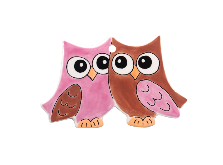 Bisque Hand Detailed Set Of Owls Party Ornament (Case of 12)