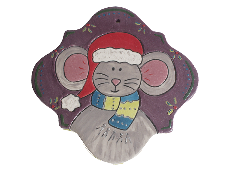 Bisque Hand Detailed Holiday Mouse Party Ornament (Case of 12)