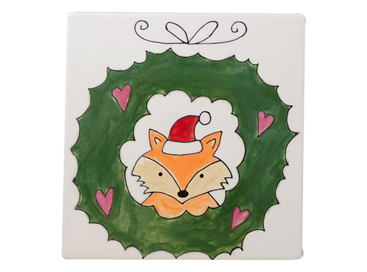 Bisque Fox In Wreath Party Tile (Case of 12)