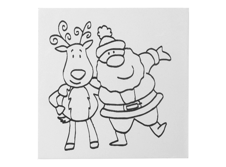Bisque Santa & Rudolph Party Tile (Case of 12)