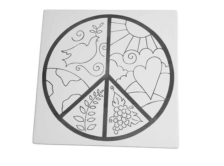 Bisque Peaceful Spirit 8" Party Tile (Case of 12)