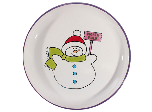 Bisque Hand Detailed Snowman Party Plate (Case of 6)