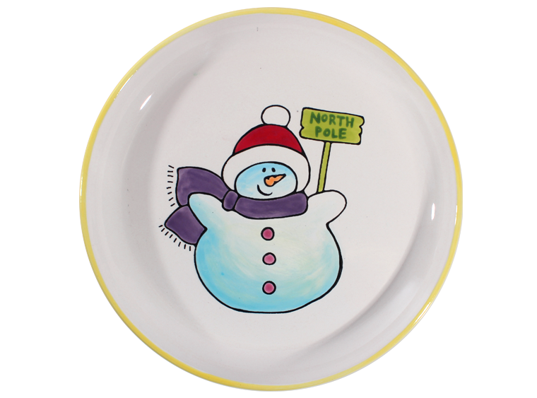 Bisque Hand Detailed Snowman Party Plate (Case of 6)
