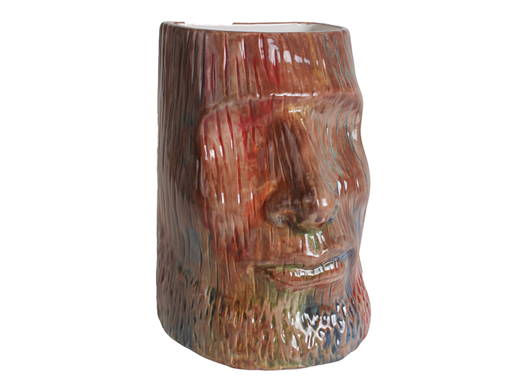 Bisque Woodgrain Moai Vase (Case of 2)