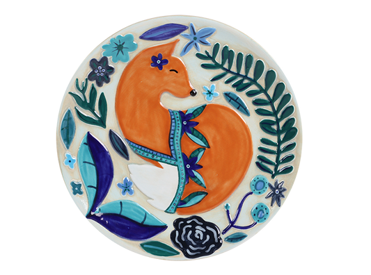 Bisque Floral Fox Plate (Case of 6)