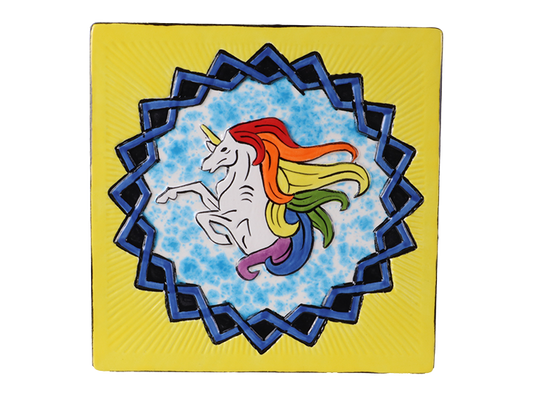Bisque Rearing Unicorn Plaque (Case of 12)
