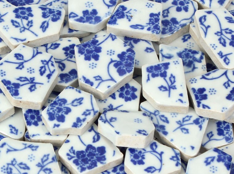 Blue And White Porcelain Mosaic Tile Mix 3 (Case of 1)