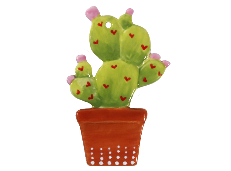 Bisque Potted Cactus Ornament (Case of 12)