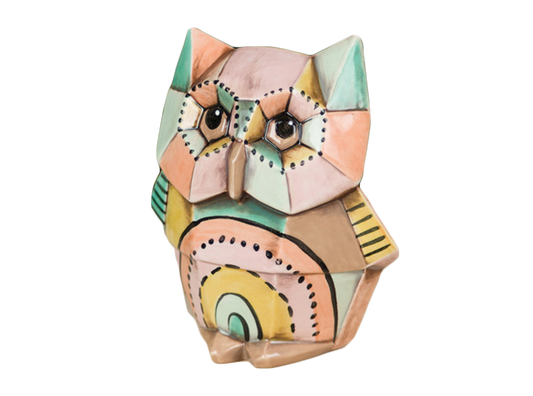Bisque Owl Facet-Ini (Case of 6)