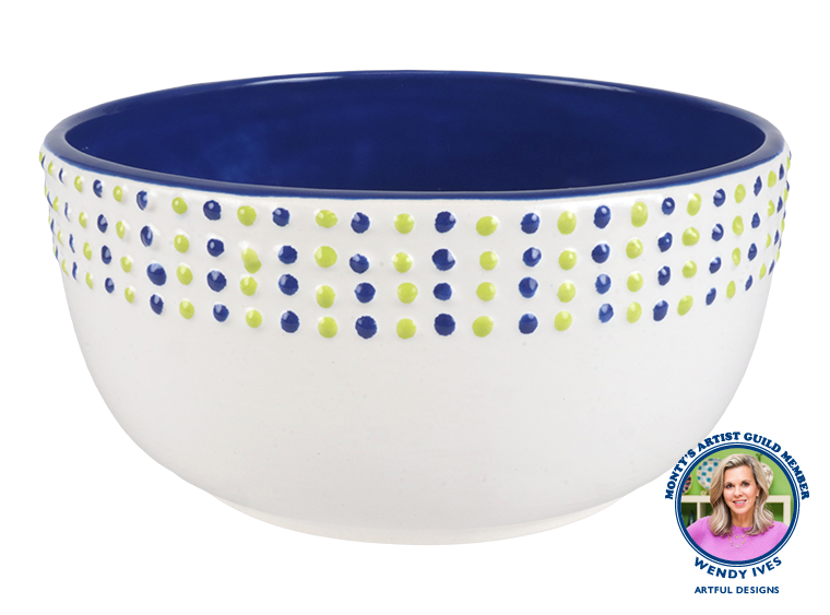 Bisque Stoneware Pointillistic Bowl (Case of 4)