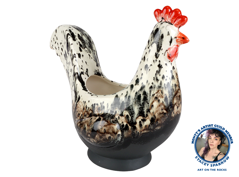 Bisque Stoneware Cock-A-Doodle Planter (Case of 1)