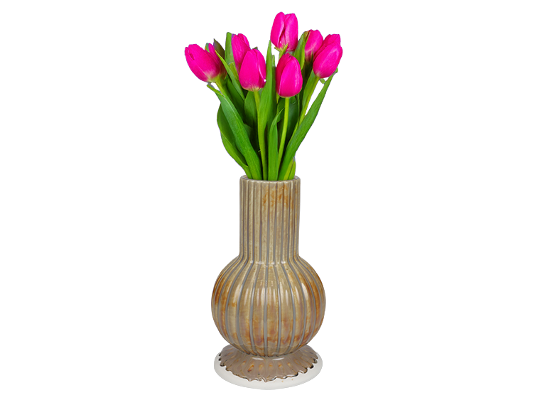 Bisque Stoneware Fluted Pedestal Vase (Case of 4)