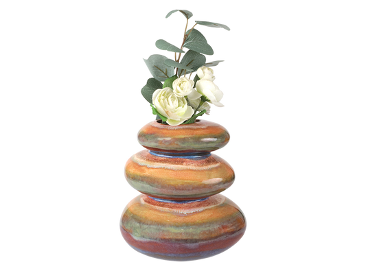 Bisque Stoneware Stacked Rock Vase (Case of 2)