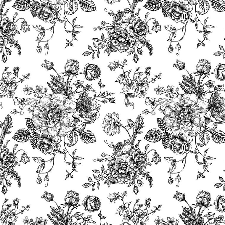 Black Flower Peony And Rose Underglaze Decal (Case of 1)