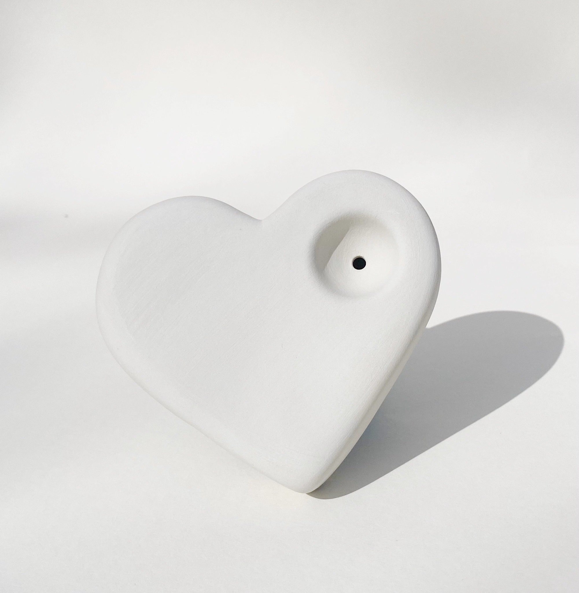 Heart Bisque Pipe (cone 06)
