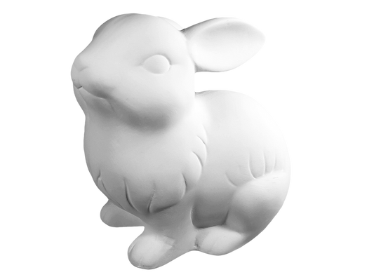 Unpainted ceramic bisqueware bunny figurine ready to paint