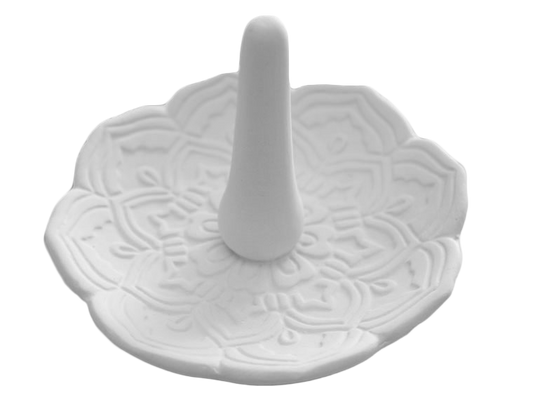 Bisque Flower Ring Holder (Case of 6)