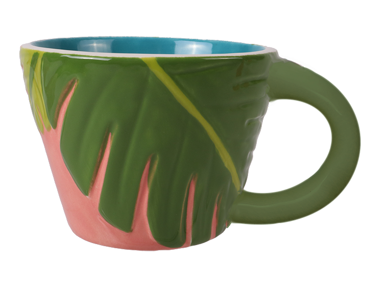 Bisque Monstera Leaf Latte Mug (Case of 6)