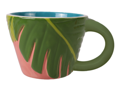 Bisque Monstera Leaf Latte Mug (Case of 6)