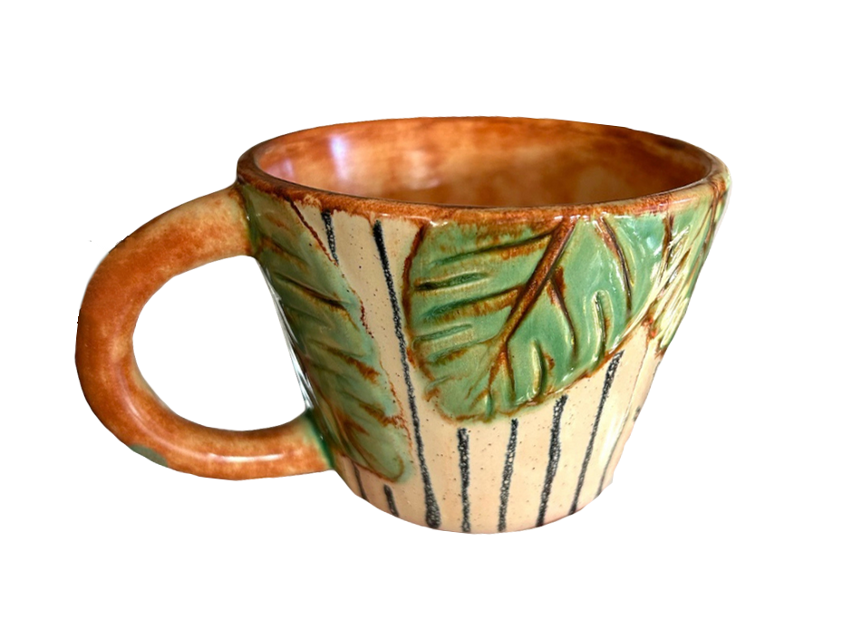 Bisque Monstera Leaf Latte Mug (Case of 6)