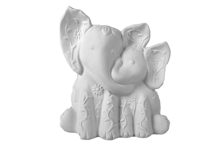 Bisque Mama And Baby Elephant (Case of 4)