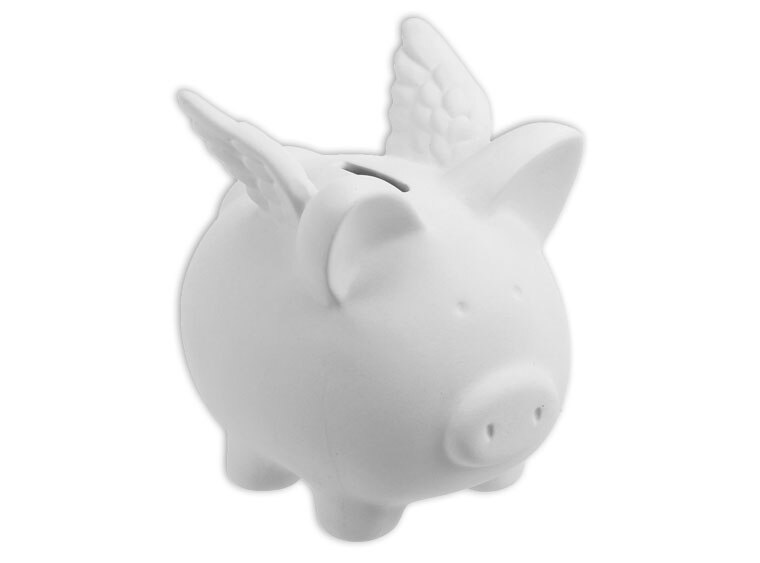 Bisque Flying Pig Bank (Case of 4)